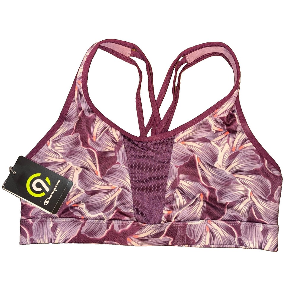 Champion C9 Women's Purple Print Razorback Sports Bra Activewear Size Medium NWT